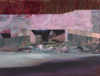 „Ufer“, 2023, 44,5 x 31 cm, Öl auf Leinwand